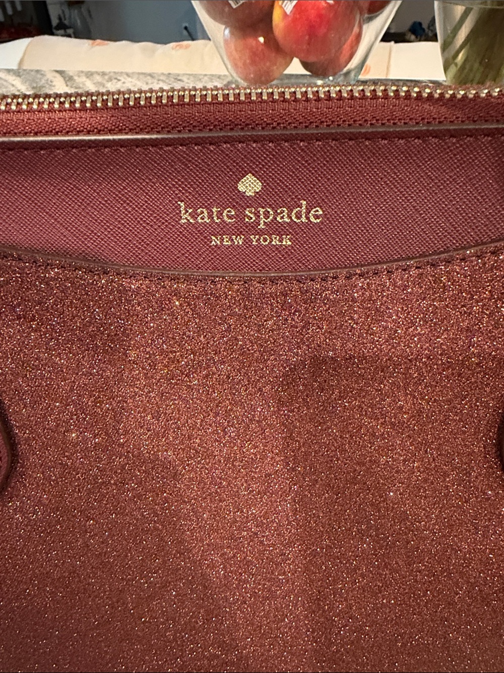 Kate Spade glitter tote in burgundy sparkle - Picture 2 of 14